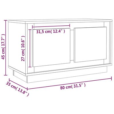 vidaXL Tv-meubel 80x35x45 cm bewerkt hout hoogglans wit