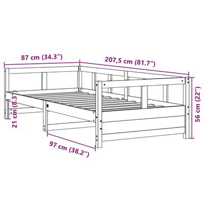 vidaXL Slaapbank zonder matras 80x200 cm massief grenenhout wasbruin