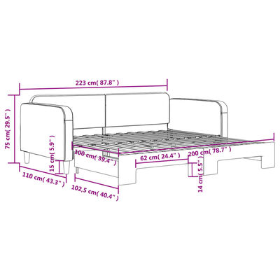 vidaXL Slaapbank met onderschuifbed 100x200 cm stof zwart