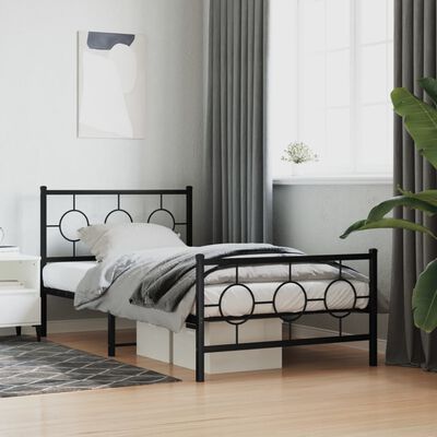 vidaXL Bedframe met hoofd- en voeteneinde metaal zwart 100x200 cm