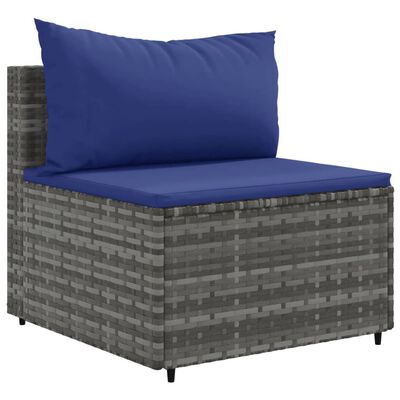 vidaXL 10-delige Loungeset met kussens poly rattan grijs