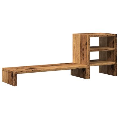 vidaXL Monitorstandaard met bureau-organizer hout oud houtkleurig