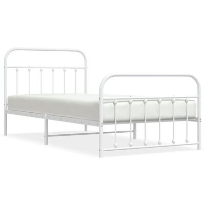 vidaXL Bedframe met hoofd- en voeteneinde metaal wit 100x200 cm