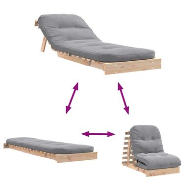 vidaXL Futon slaapbank met matras 70x206x11 cm massief grenenhout