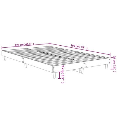 vidaXL Bedframe zonder matras hout sonoma eikenkleurig 120x190 cm