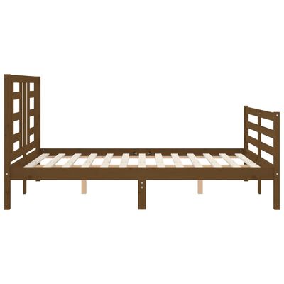 vidaXL Bedframe met hoofdbord massief hout honingbruin 140x200 cm