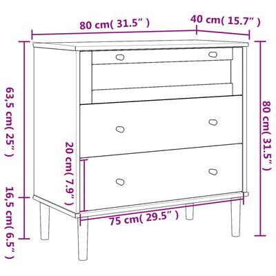 vidaXL Ladekast SENJA rattan-look 80x40x80 cm massief grenenhout zwart