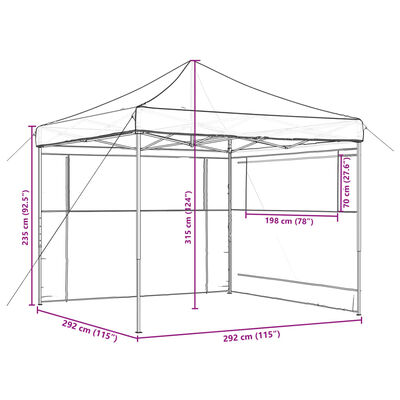 vidaXL Partytent inklapbaar pop-up met 2 zijwanden zwart