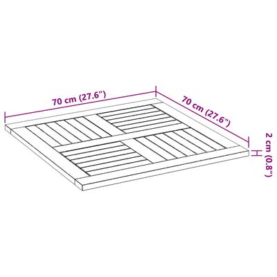 vidaXL Tafelblad vierkant 70x70x2 cm massief acaciahout