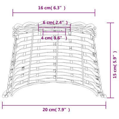 vidaXL Plafondlampenkap Ø20x15 cm wicker wit