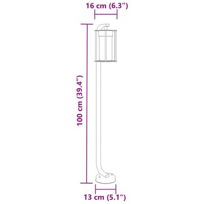 vidaXL Vloerlamp voor buiten 3 st 100 cm roestvrij staal zwart