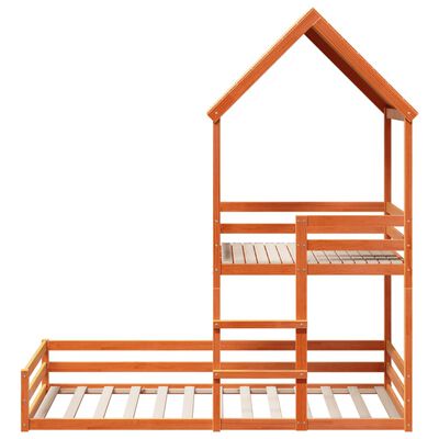 vidaXL Kinderbed met huisje massief grenenhout wasbruin 90x200 cm