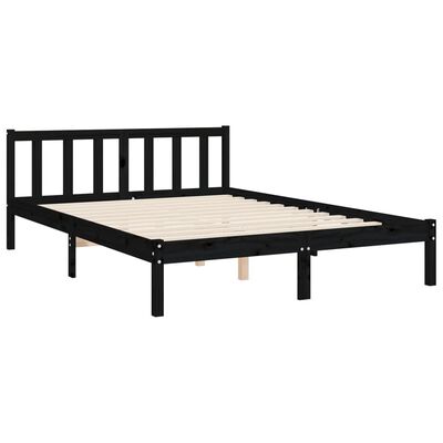 vidaXL Bedframe met hoofdbord massief hout zwart 140x200 cm