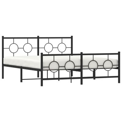 vidaXL Bedframe met hoofd- en voeteneinde metaal zwart 150x200 cm