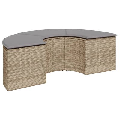 vidaXL 2-delige Loungeset halfrond poly rattan beige