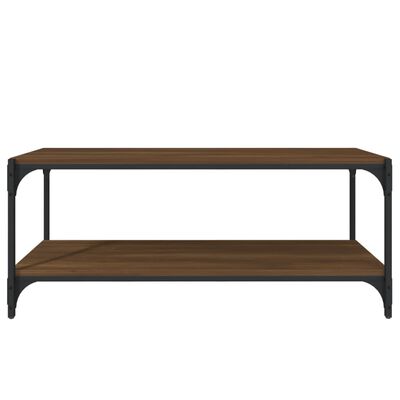 vidaXL Tv-meubel 100x33x41 cm bewerkt hout en staal bruin eikenkleur