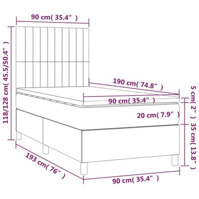 vidaXL Boxspring met matras stof crèmekleurig 90x190 cm