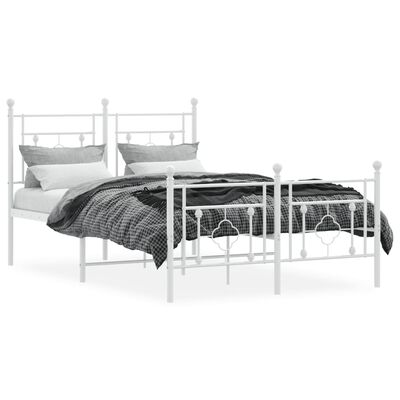 vidaXL Bedframe met hoofd- en voeteneinde metaal wit 120x200 cm