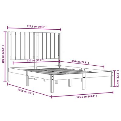 vidaXL Bedframe massief hout 120x190 cm