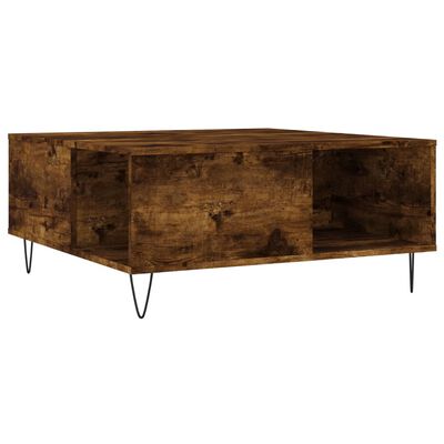 vidaXL Salontafel 80x80x36,5 cm bewerkt hout gerookt eikenkleurig