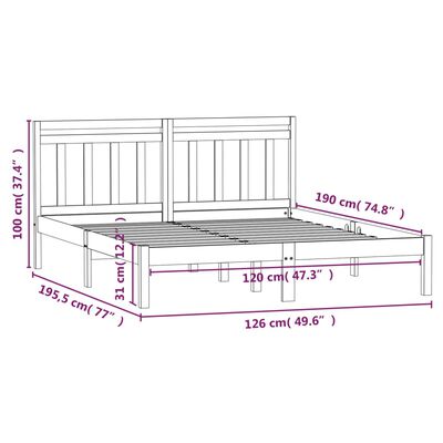 vidaXL Bedframe massief hout 120x190 cm