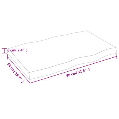 vidaXL Tafelblad natuurlijke rand 80x50x(2-6) cm eikenhout lichtbruin