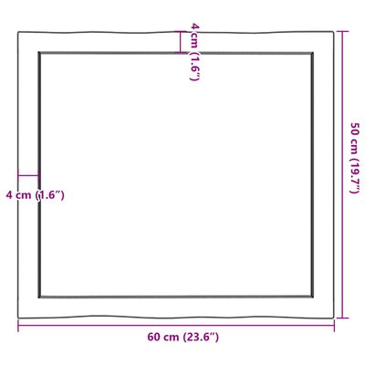 vidaXL Tafelblad natuurlijke rand 60x50x(2-4) cm eikenhout donkerbruin