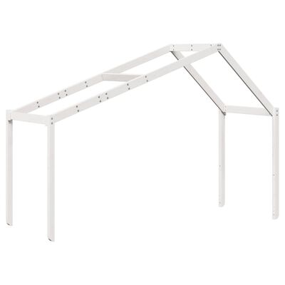 vidaXL Halfhoogslaper met ladder en bedhuis grenenhout wit 80x200 cm