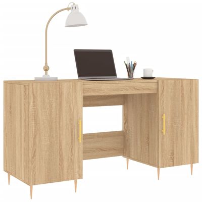 vidaXL Bureau 140x50x75 cm bewerkt hout sonoma eikenkleurig