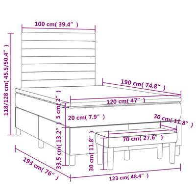 vidaXL Boxspring met matras fluweel zwart 120x190 cm