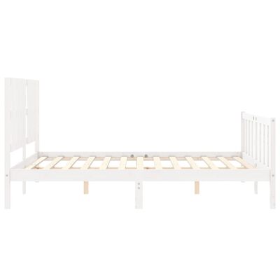 vidaXL Bedframe met hoofdbord massief hout wit