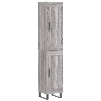 vidaXL Hoge kast 34,5x34x180 cm bewerkt hout grijs sonoma eikenkleurig