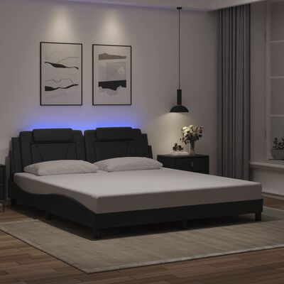 vidaXL Bedframe met LED-verlichting kunstleer zwart 180x200 cm