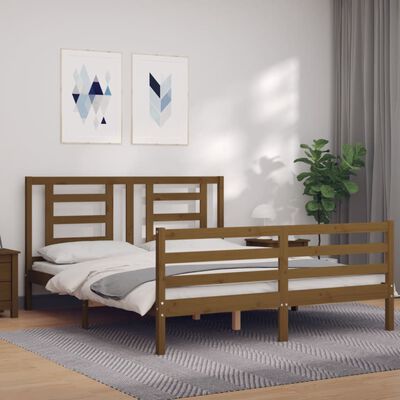 vidaXL Bedframe met hoofdbord hout honingbruin 160x200 cm