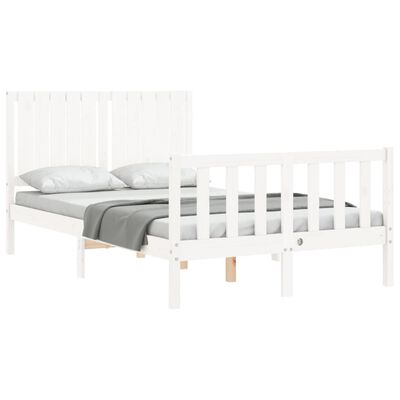 vidaXL Bedframe met hoofdbord massief hout wit