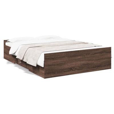 vidaXL Bedframe met lades bewerkt hout bruin eikenkleur 140x190 cm