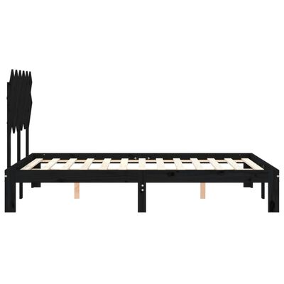 vidaXL Bedframe met hoofdbord massief hout zwart