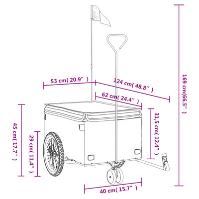 vidaXL Fietstrailer 30 kg ijzer zwart en geel