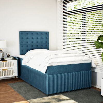 vidaXL Boxspring met matras fluweel donkerblauw 120x190 cm