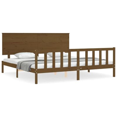 vidaXL Bedframe met hoofdbord massief hout honingbruin 200x200 cm