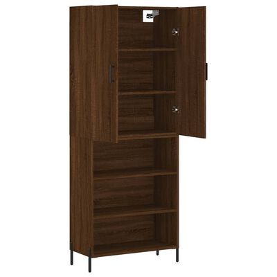 vidaXL Hoge kast 69,5x34x180 cm bewerkt hout bruin eikenkleur