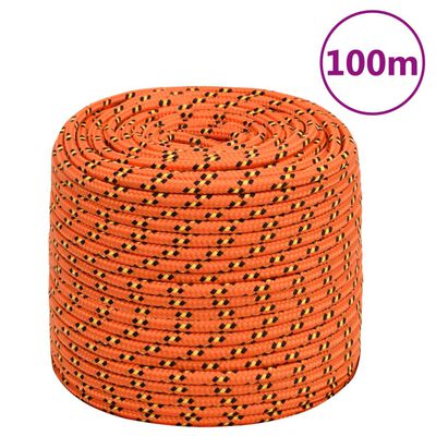 vidaXL Boottouw 10 mm 100 m polypropyleen oranje