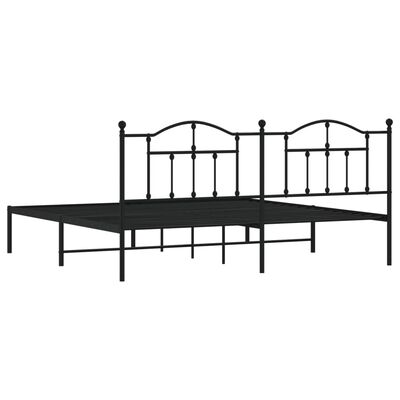 vidaXL Bedframe met hoofdbord metaal zwart 200x200 cm