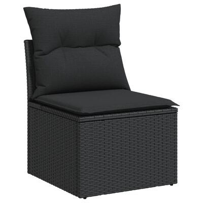 vidaXL 9-delige Loungeset met kussens poly rattan zwart