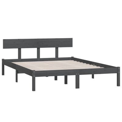 vidaXL Bedframe massief grenenhout grijs 160x200 cm