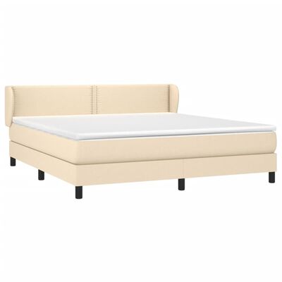 vidaXL Boxspring met matras stof crèmekleurig 160x200 cm