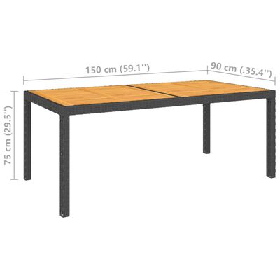 vidaXL 5-delige Tuinset met kussens poly rattan zwart