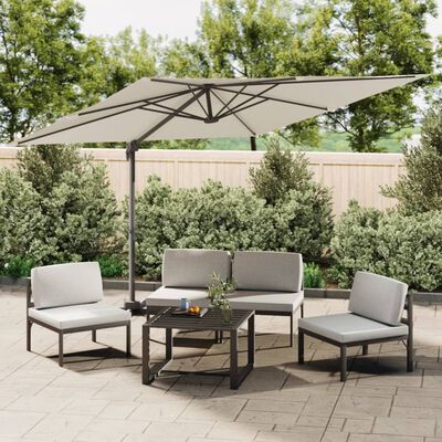 vidaXL Zweefparasol met aluminium paal 300x300 cm zandwit