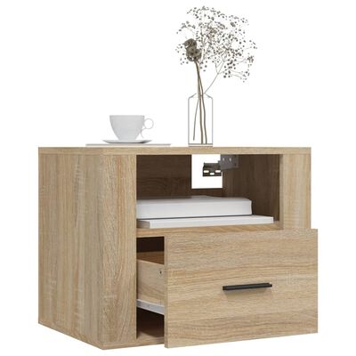 vidaXL Nachtkastjes 2 st wandgemonteerd 50x36x40 cm sonoma eikenkleur