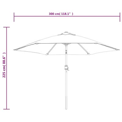 vidaXL Parasol met LED-verlichting en stalen paal 300 cm antraciet